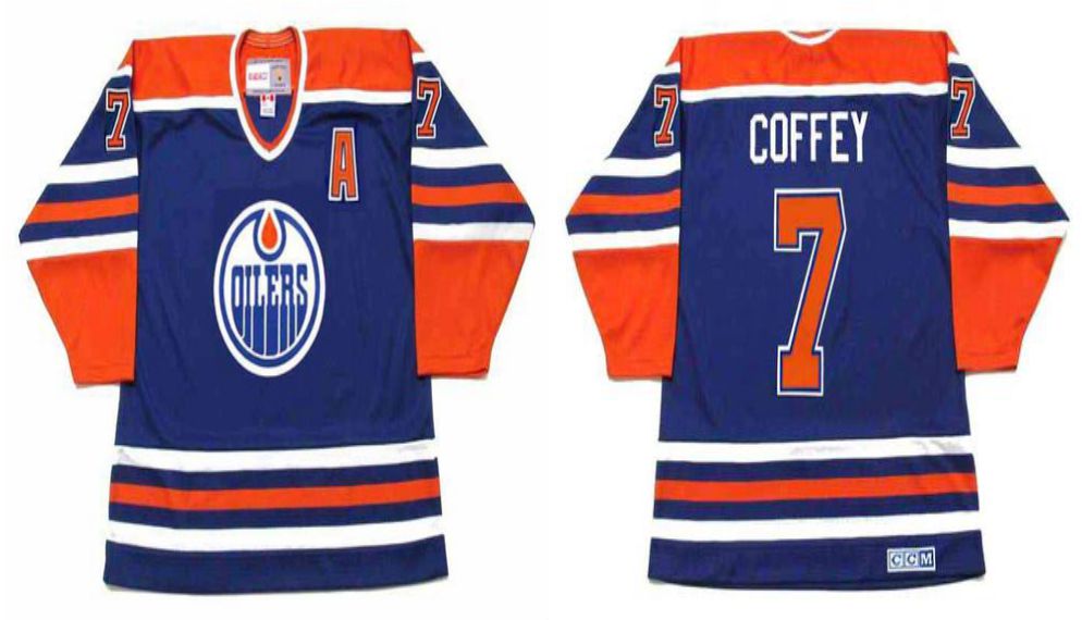 2019 Men Edmonton Oilers #7 Coffey Blue CCM NHL jerseys